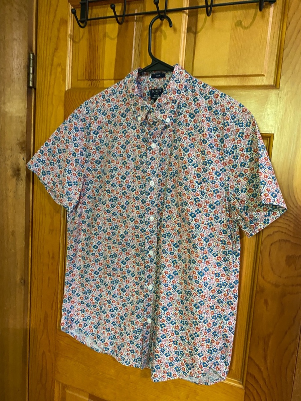 J. Crew Factory Short-Sleeve Floral Button-Down Shirt - Blue, Red, Orange